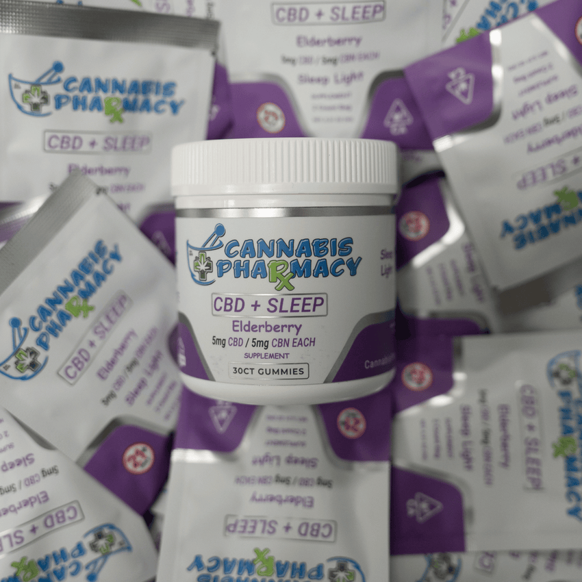 Cannabis Pharmacy CBD Sleep Gummies | 10mg CBD + 10mg CBN + 5mg Melatonin - Blood Orange - 30ct