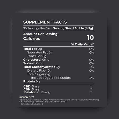 Cannabis Pharmacy CBD Sleep Gummies | 10mg CBD + 10mg CBN + 5mg Melatonin - Blood Orange - 30ct