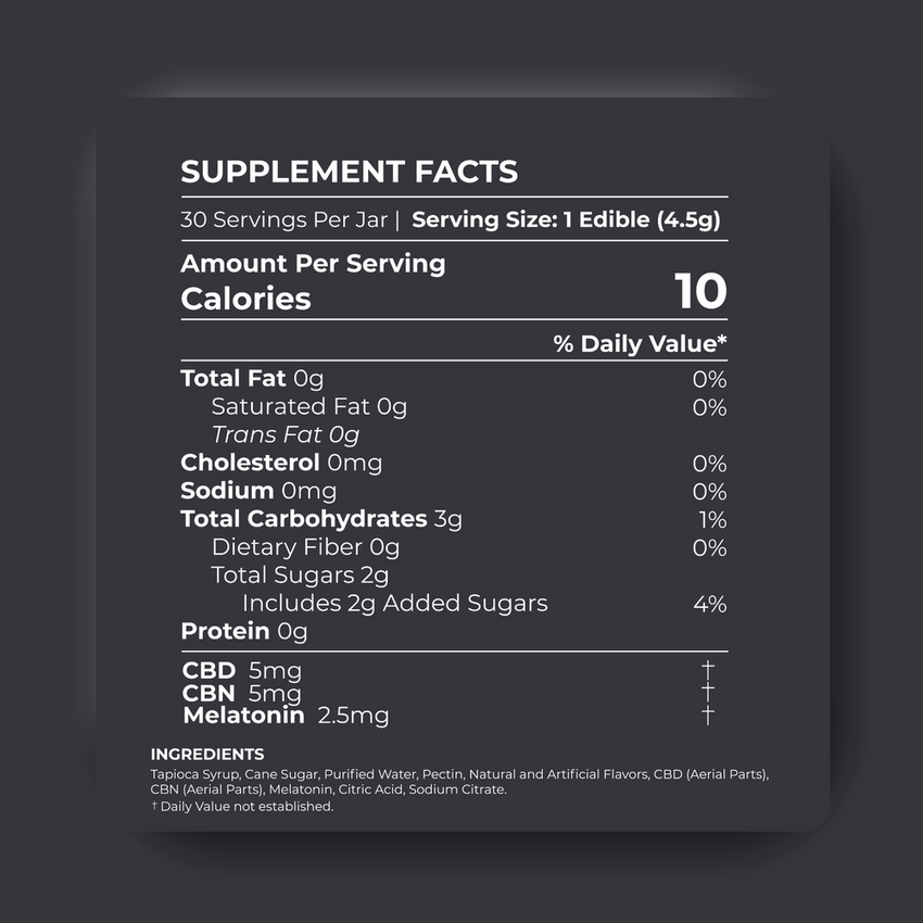 Cannabis Pharmacy CBD Sleep Gummies | 10mg CBD + 10mg CBN + 5mg Melatonin - Blood Orange - 30ct