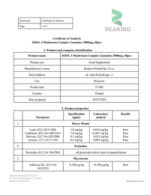 SOOL 2000mg 4 Mushroom Complex Gummies - 60 Pieces