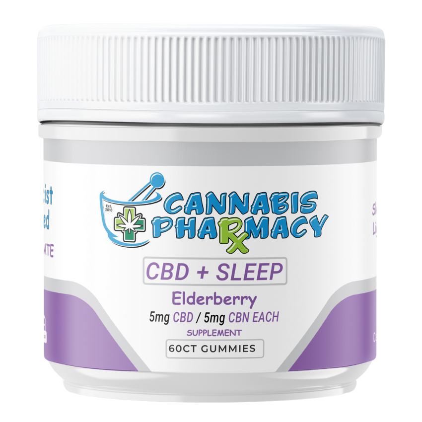 Cannabis Pharmacy | Sleep Light Gummies | 5mg CBN + 5mg CBD + 2.5mg Melatonin - Elderberry - 60ct
