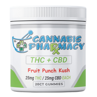 Cannabis Pharmacy 1:1 Delta-9 THC Gummies | 25mg THC &amp; 25mg CBD - Fruit Punch Kush - 20ct
