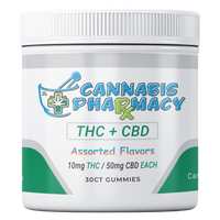 Cannabis Pharmacy THC Blend CBD Gummies | 50mg CBD + 10mg Delta 9 THC - Assorted Flavors - 30ct