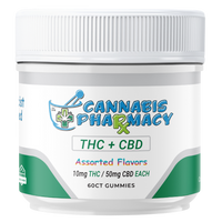 Cannabis Pharmacy THC Blend CBD Gummies | 50mg CBD + 10mg Delta 9 THC - Assorted Flavors - 60ct